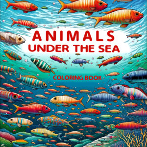 Vintage Animals Under The Sea Illustration, Children's Coloring Books, Ocean Adventure with Sea Creatures, Educational and Fun Activity