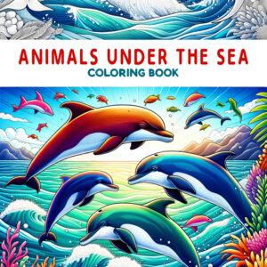 Retro Animals Under The Sea 8.5" x 11", Children's Coloring Books, Vintage Illustrations of Ocean Wildlife, Educational and Fun Activity Book