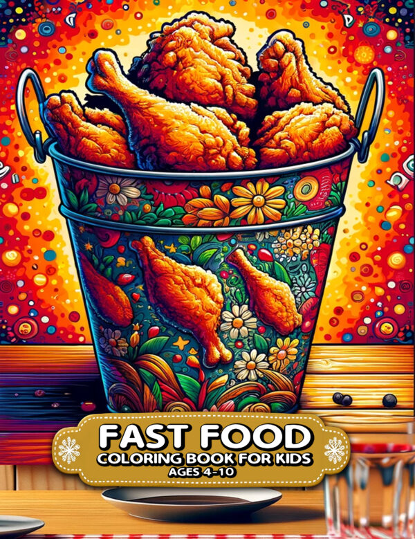 Fast Food Fun - Delicious Designs for Kids, 8.5" x 11" Children's Coloring Book with Hamburgers, Fries, Pizza, and More! Ideal Gift for Budding Foodies and Creative Fun