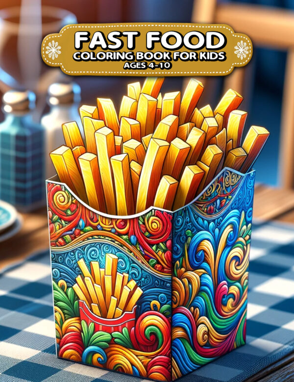 Retro Fast Food Adventure 8.5" x 11", Children's Coloring Books, Exciting Junk Food Fun for Kids, Ideal Gift for Foodies and Fast Food Fans