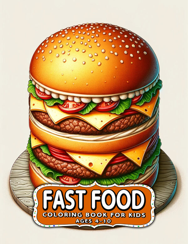 Fast Food Cute Illustration - Children's Coloring Book 8.5” x 11”, Fun & Whimsical Designs, Perfect Gift for Kids to Spark Creativity