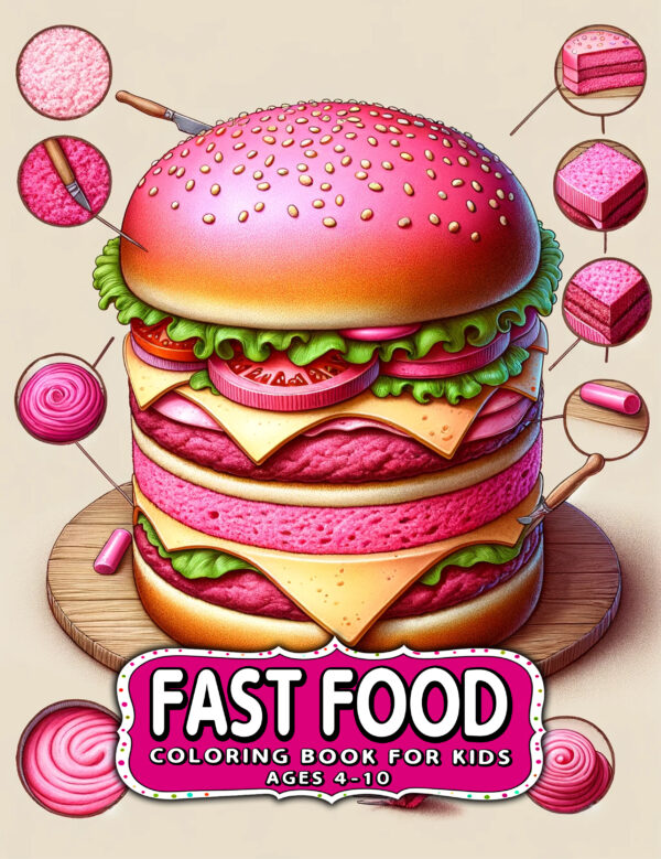 Funny Fast Food Coloring Books for Kids - Perfect Gift for Food Lovers, Ideal for Boys & Girls, Fun & Creative Activity for Hours of Entertainment