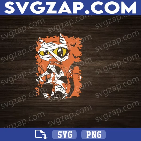 Mummy Cat Woman SVG - Funny Halloween Cat Design - Spooky Horror Clipart, Instant Download SVG PNG DXF EPS for Cricut & Silhouette