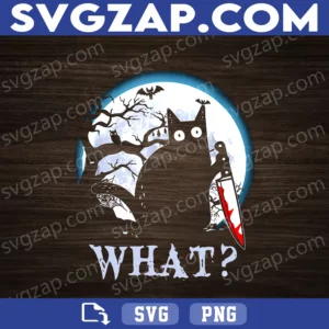 Cat What? PNG - Funny Black Cat Halloween Clipart - Humor PNG Digital File, Instant Download for Sublimation & DIY Projects