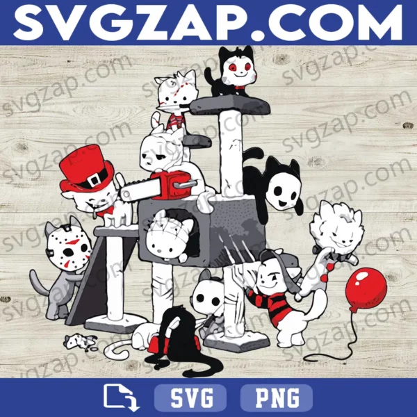 Cat Halloween SVG - Horror Character Cat Clipart - Scary Halloween SVG, PNG, DXF, EPS, AI Instant Download for Cricut & Sublimation