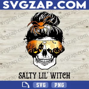Skull Salty Lil Witch PNG - Sassy Halloween Witch Clipart - Cat Ghost & Pumpkin PNG, Digital Download for Sublimation & DIY Projects