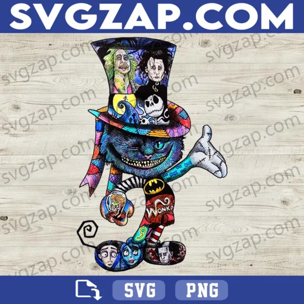 Tim Burton Cat PNG - Gothic Cat Art Inspired by Batman & Edward Scissorhands - Printable Digital File Instant Download