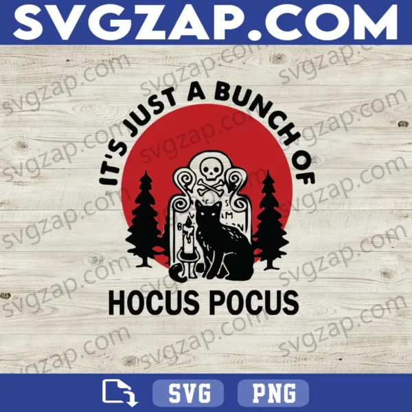 Hocus Pocus SVG - Black Cat Halloween SVG - Horror Cat, Witchy Vibes, Spooky Season - SVG, PNG, DXF, EPS Digital Download