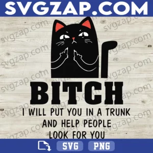 Black Cat Bitch SVG - Funny Sassy Cat Quote SVG - Dark Humor Cat Design - SVG, PNG, DXF, EPS, Instant Download
