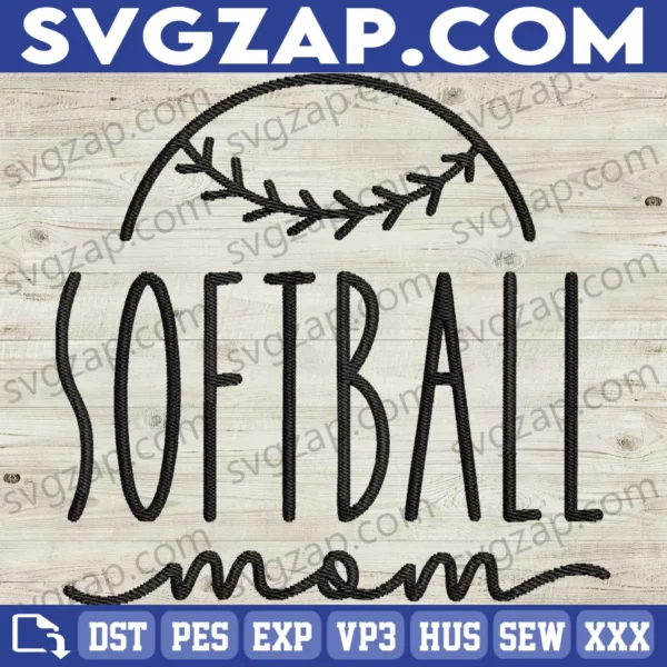 Softball Mom Embroidery Files - Cute Gift for Proud Sports Moms, Game Day Shirt, Cricut & Silhouette Cut Files for DIY Apparel & Accessories
