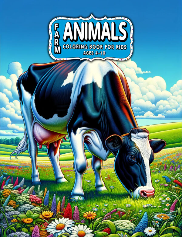 Farm Animals Painting Cute Illustration 8.5" x 11", Children's Coloring Books, Educational and Fun Activity, Ideal for Preschoolers & Animal Lovers