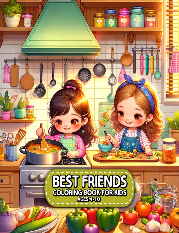 Retro Best Friends Coloring Book - Nostalgic & Fun Activities for Kids, 8.5” x 11” Illustrations, Perfect Friendship Day Gift for BFFs