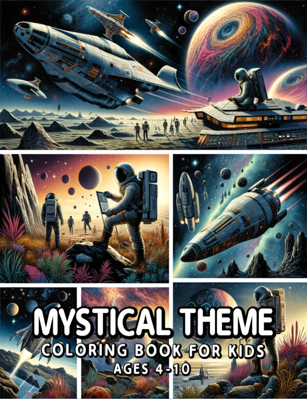 Mystical Theme Coloring Book - Embark on a Cosmic Journey Among Stars and Mysterious Creatures, Perfect Gift for Kids