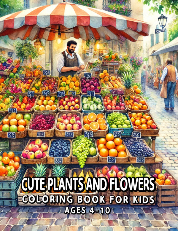 Cute Plants and Flowers - Charming Coloring Book Featuring Happy Garden Scenes and Fun Nature Illustrations for Hours of Creative Expression