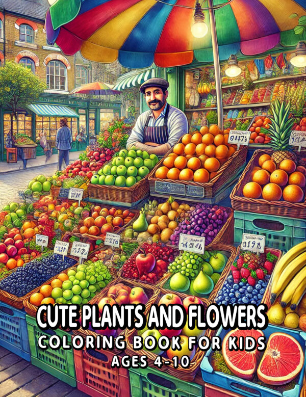 Cute Plants and Flowers Coloring Book - Relaxing and Educational Nature Activity for Kids, Perfect Gift Idea